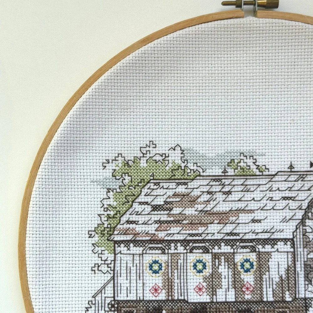 Set of Cross Stitch Barn Scenes Wall Hanging Cottagecore Farmhouse Handmade‎